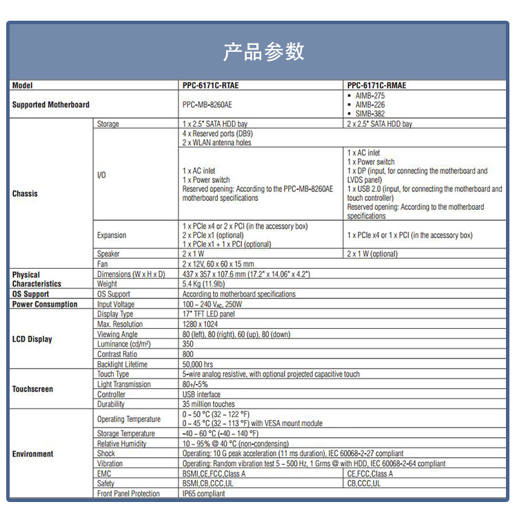 全新研華無風(fēng)扇嵌入式工控機 多功能平板電腦 PPC-6171C
