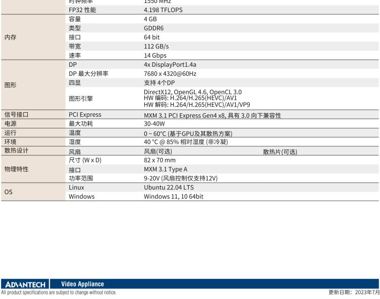 研華VEGA-X110 Intel Arc A370M MXM 3.1 Type A 嵌入式 GPU 卡，帶 DP1.4a
