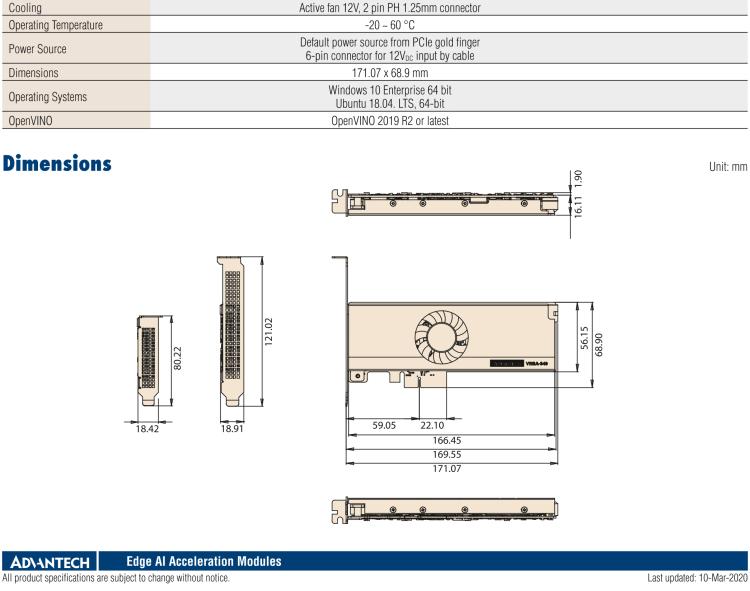 研華VEGA-340 基于Intel Movidius? Myriad? X VPU，PCIe x4 Edge AI 模塊，VPU*4 or VPU*8
