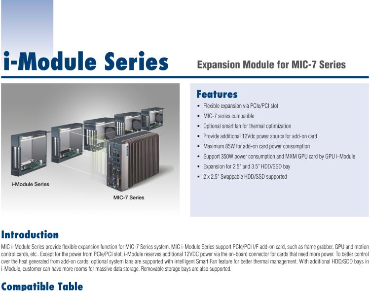 研華MIC-75M13 帶1個PCIe x16、3個PCI的4插槽擴展i-Module