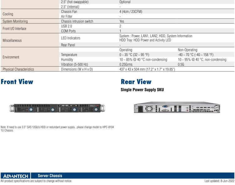研華HPC-7140 1U 機(jī)架式服務(wù)器機(jī)箱，適用于 MicroATX/ATX 服務(wù)器主板，支持4個(gè)3.5"熱插拔盤位，1個(gè)全長/半長PCI-E x16擴(kuò)展插槽