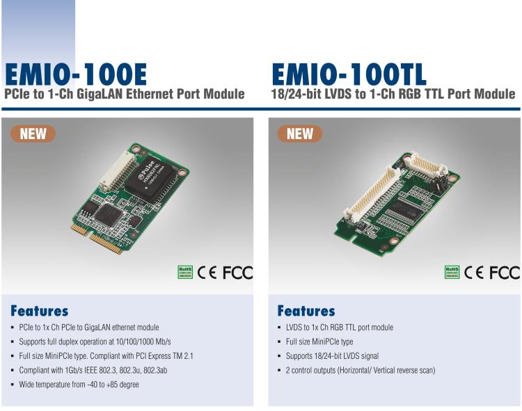 研華EMIO-100E GigaLAN 以太網(wǎng)模塊、1-Ch、PCIe I/F