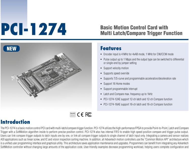 研華PCI-1274 四軸PCI接口DSP架構帶比較觸發(fā)功能運動控制卡