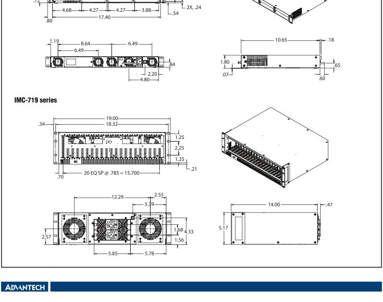研華BB-850-10953-2DC 6 插槽 SNMP 可托管機箱，帶 2 個直流電源模塊