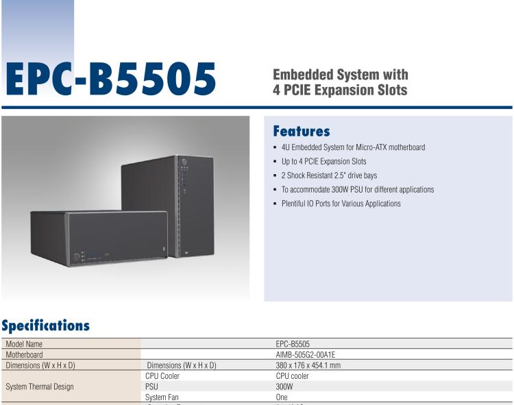 研華EPC-B5505 適配Intel? 第6/7代 Core ? i/Xeon E3系列處理器，搭載H110芯片組。標(biāo)準(zhǔn)4U上架，廣泛適用于各種行業(yè)。