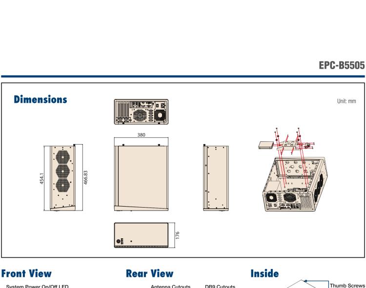 研華EPC-B5505 適配Intel? 第6/7代 Core ? i/Xeon E3系列處理器，搭載H110芯片組。標(biāo)準(zhǔn)4U上架，廣泛適用于各種行業(yè)。