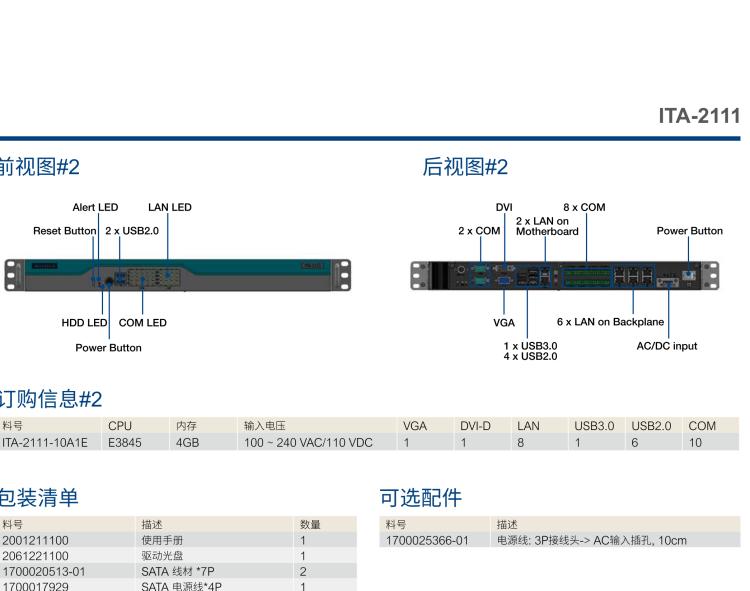 研華ITA-2111 英特爾?凌動(dòng)?E3845 1U無(wú)風(fēng)扇系統(tǒng)； 符合EN 50121-4的鐵路應(yīng)用
