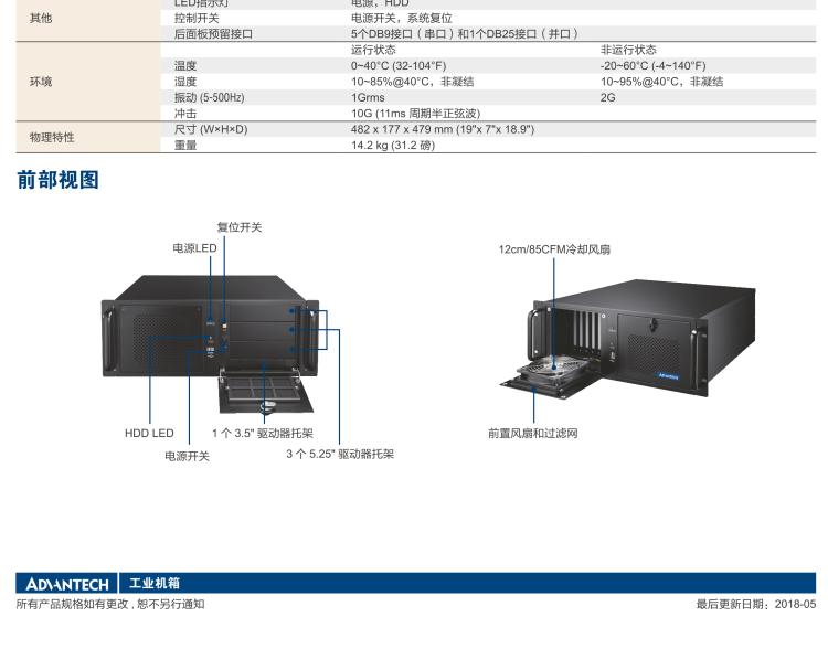 研華IPC-940 經(jīng)典款4U機(jī)架式機(jī)箱，帶前置風(fēng)扇
