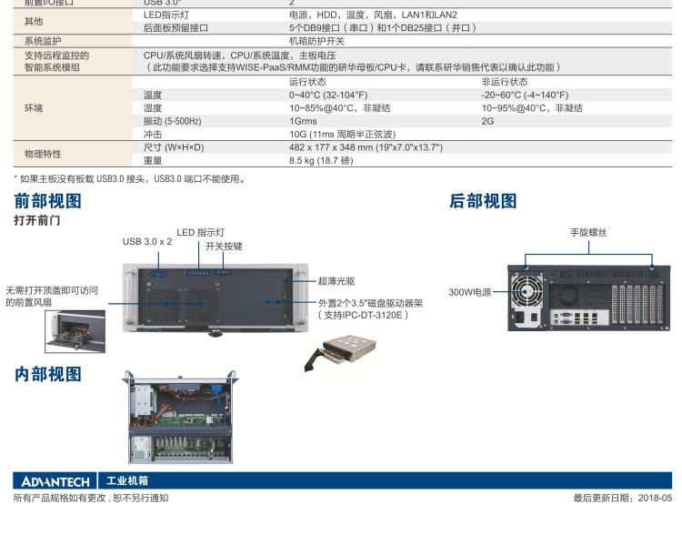 研華IPC-941 348mm深度緊湊型4U機(jī)架式機(jī)箱，支持ATX主板