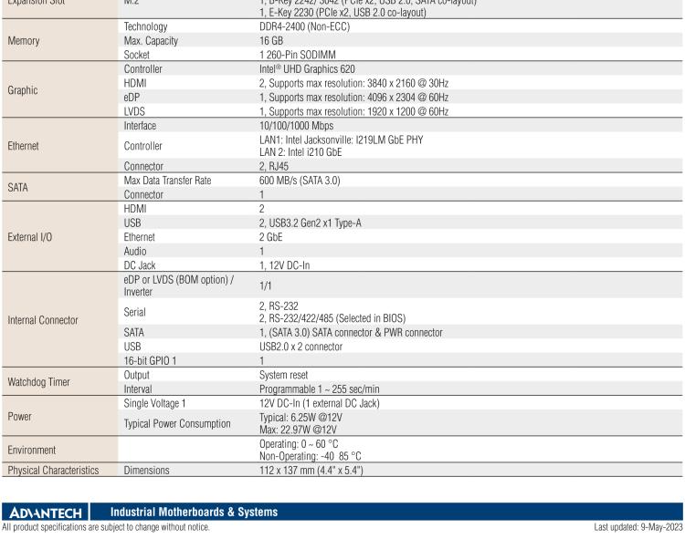 研華AIMB-U233 板載Intel 第8代 U系列 Core i3/i5/i7 處理器。低功耗高性能，無(wú)風(fēng)扇設(shè)計(jì)。