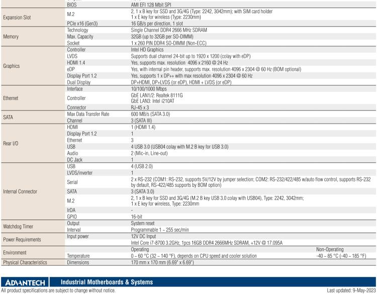 研華AIMB-286EF 適配Intel 第8/9代 Core i 處理器，搭載Intel H310芯片組。擁有1個(gè)PCIe x16插槽。超薄設(shè)計(jì)，接口豐富，是高端應(yīng)用中的高性?xún)r(jià)比方案。
