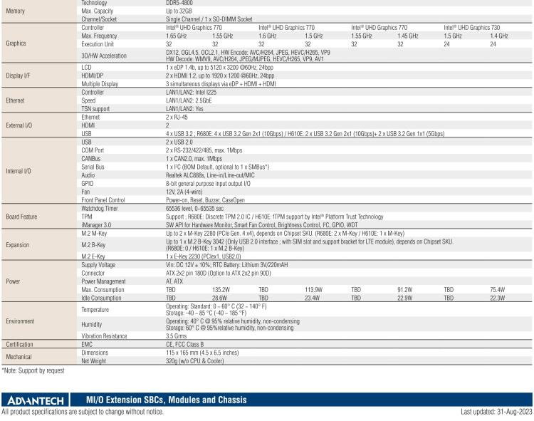 研華MIO-4370 基于第12代Intel Core處理器（Alder Lake-S系列，LGA1700 socket CPU）， 4" EPIC 單板電腦