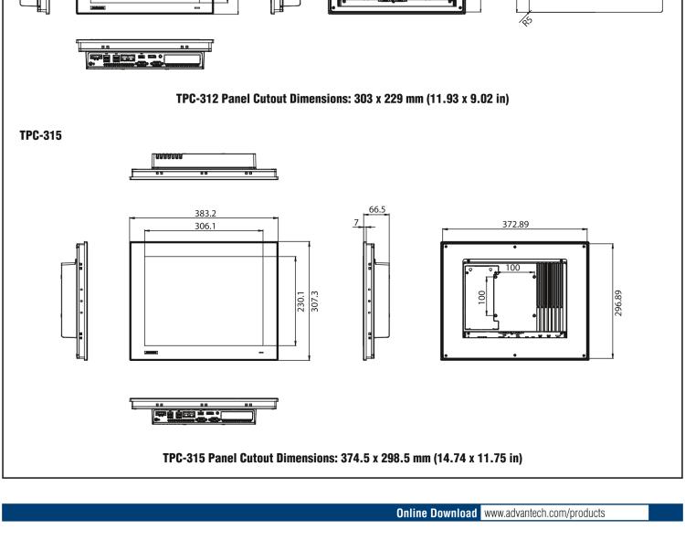 研華TPC-312 12.1" XGA TFT LED LCD工業(yè)平板電腦，搭載第八代Intel?Core?i3/ i5/ i7處理器，內(nèi)置8G DDR4 RAM
