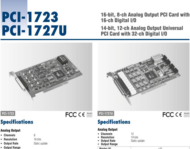 研華PCI-1727U 14位，12通道同步模擬輸出卡
