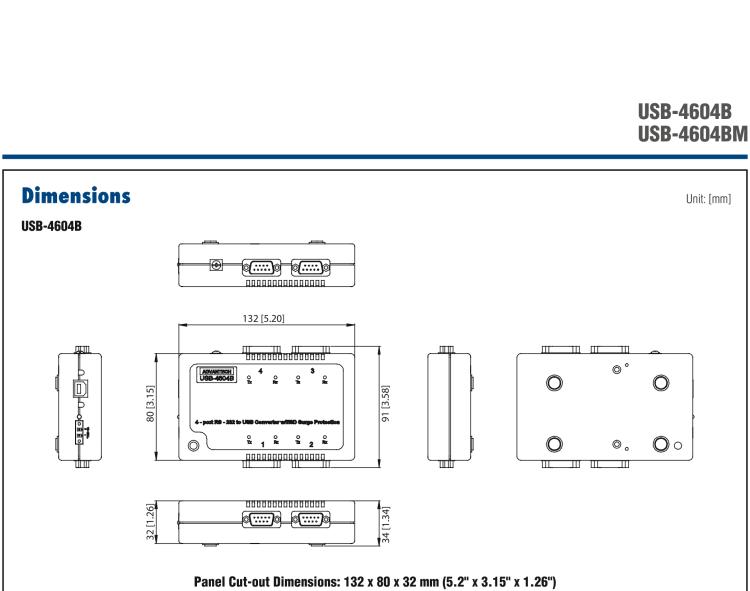 研華USB-4604B USB轉(zhuǎn)4端口RS-232轉(zhuǎn)換器，帶浪涌保護(hù)