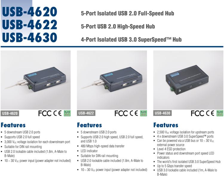 研華USB-4620 ULI-415C 電路模塊，5端口隔離USB2.0集線器