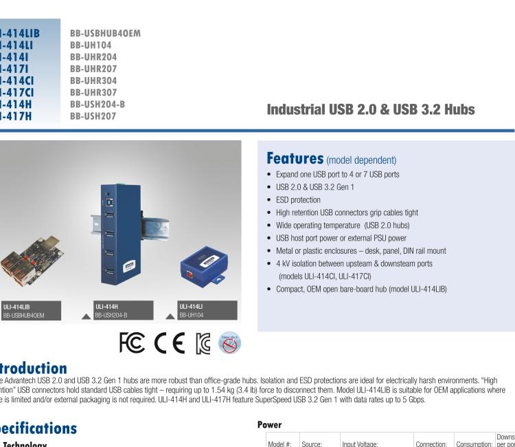 研華BB-USH207 ULI-417H 工業(yè)USB 3.0集線器，7端口，金屬外殼