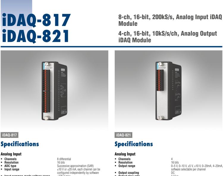 研華iDAQ-821 10kS/s、16 位、4 通道 模擬 輸出 iDAQ 模塊