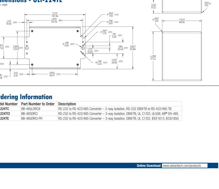 研華BB-485BAT3 ULI-224TB RS-232（DB9母頭至RS-422/485（接線端子）轉(zhuǎn)換器，電池供電